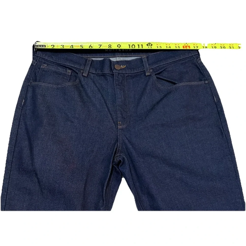 Mott & Bow Jeans Women's 32(34)x30 Blue Boyfriend Tapered Mid-Rise Stretch Denim